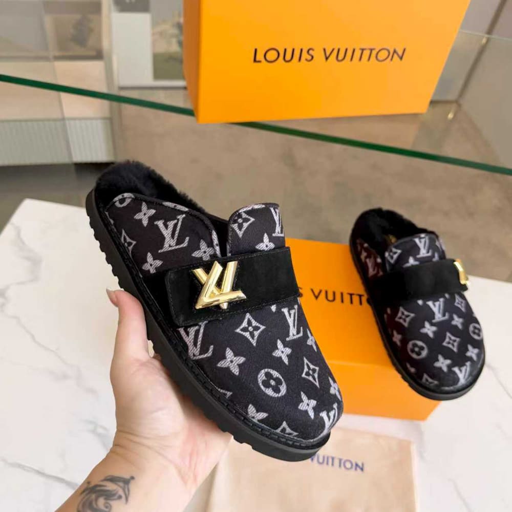 LV Monogram Wool Mules