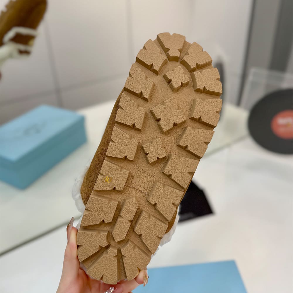 Pra*a Suede and shearling slippers