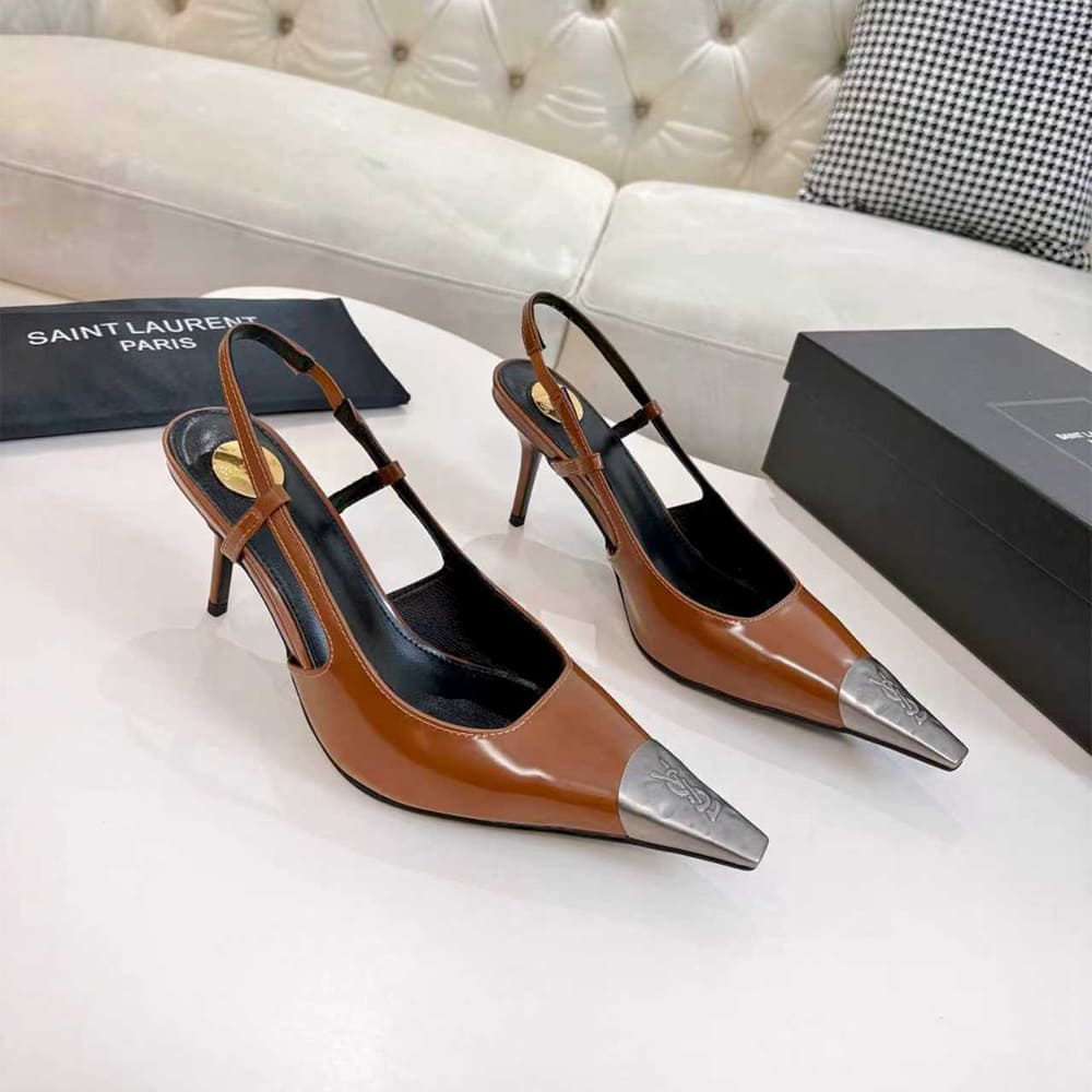 Y51 JEANNE slingback pumps in glazed leather