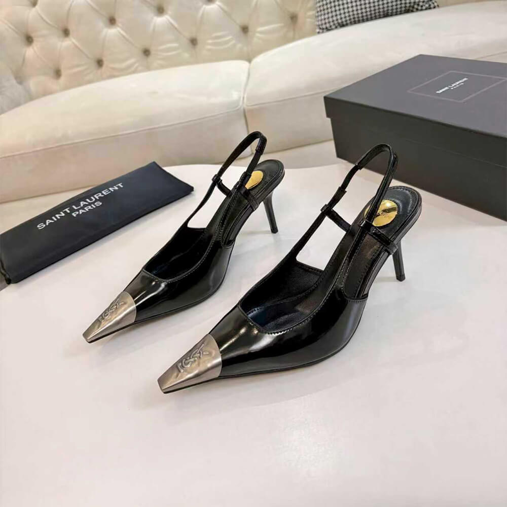 Y51 JEANNE slingback pumps in glazed leather