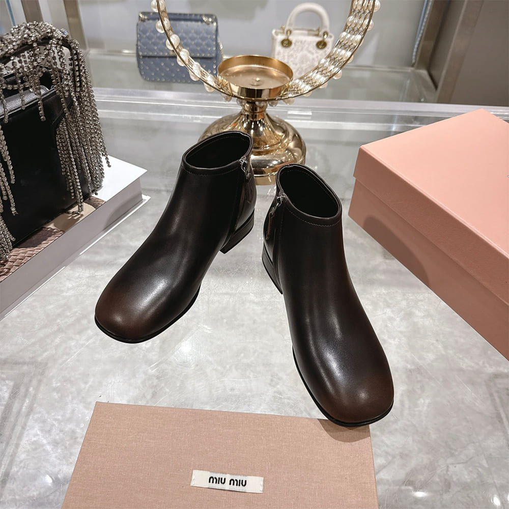 M1um1u Fumé Leather Ankle Boots