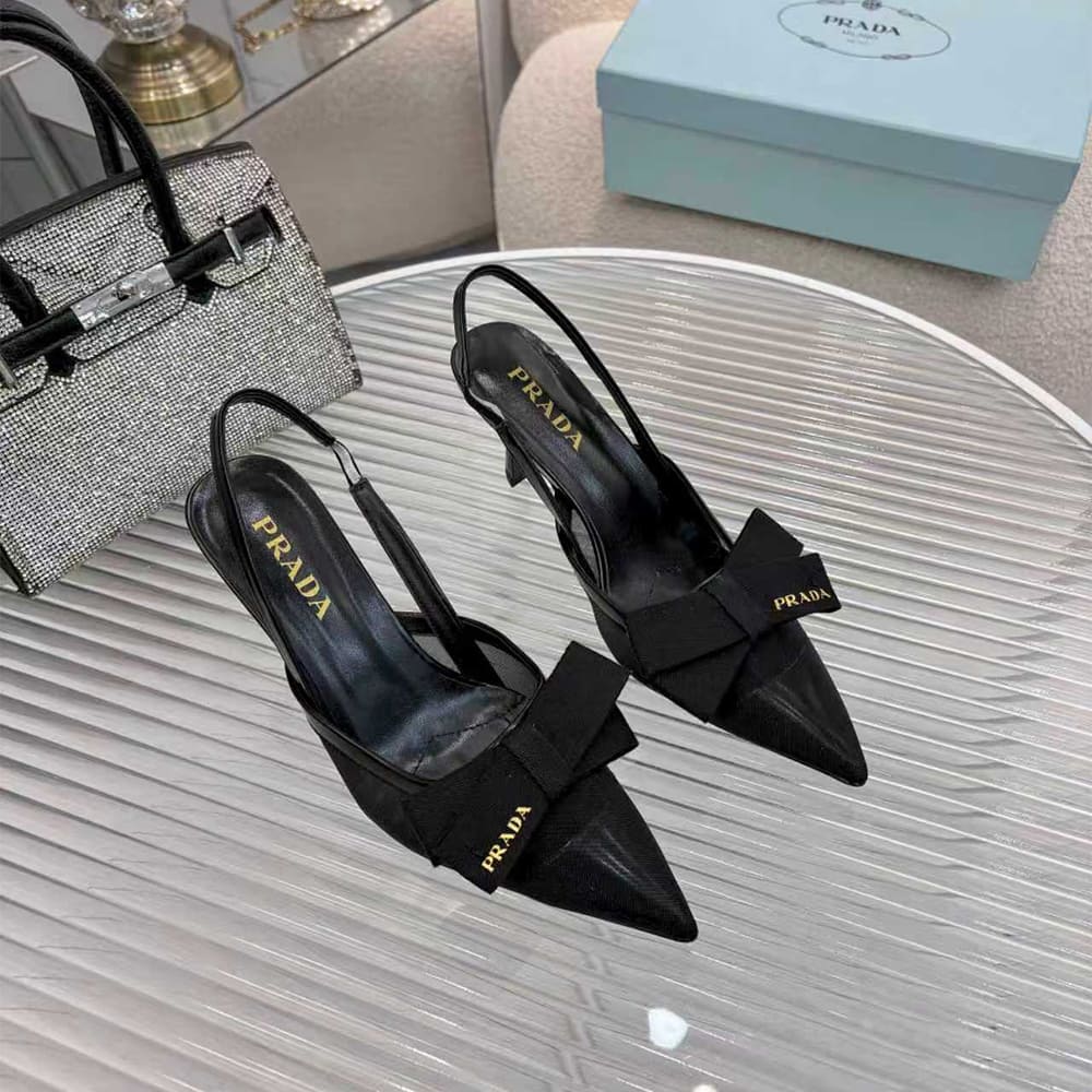 Pra*a Mesh slingback pumps