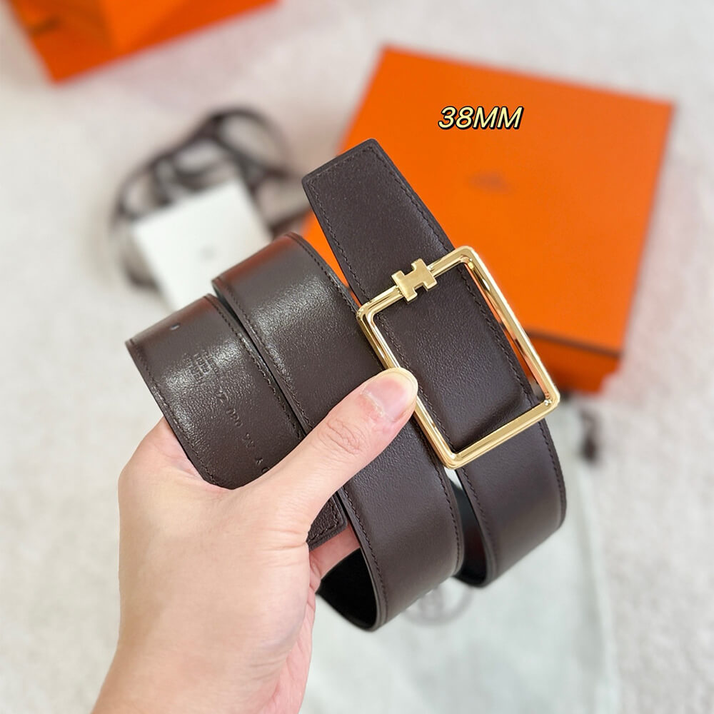 H**me5 Tube H belt buckle & Reversible leather strap 38 mm