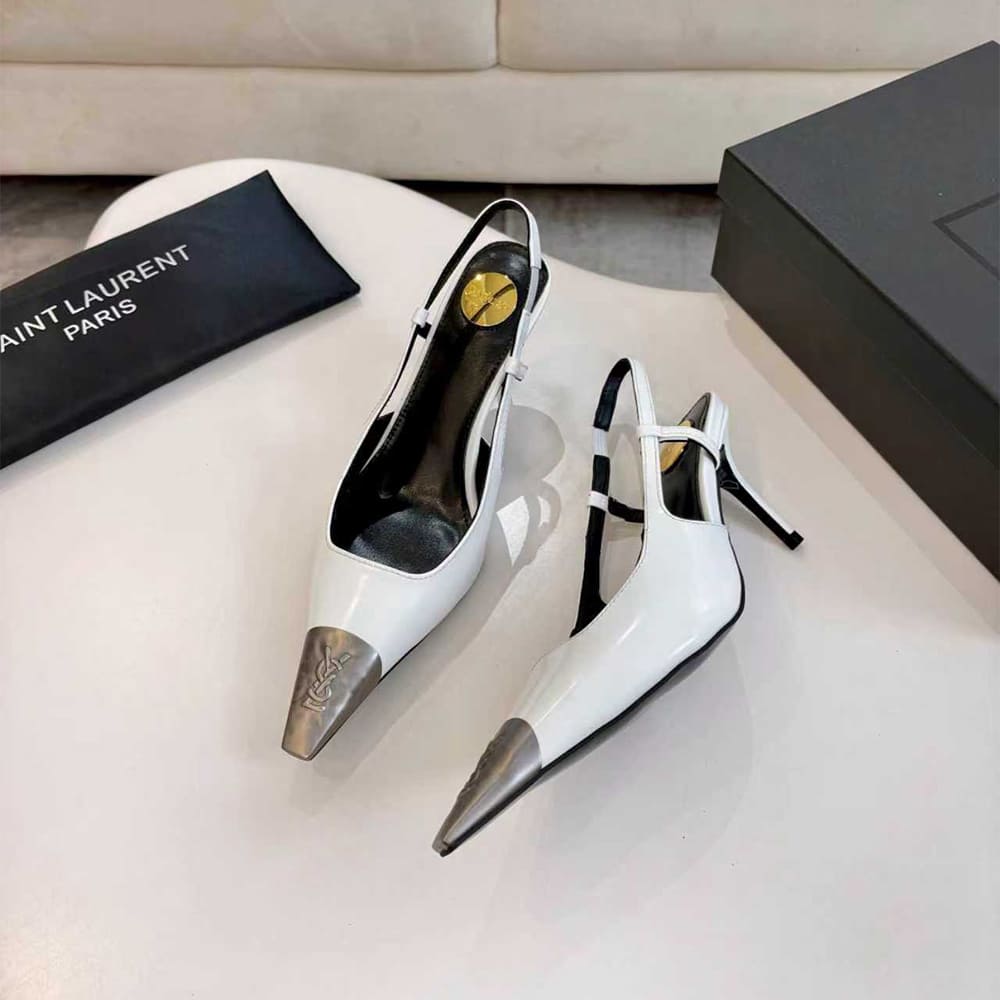 Y51 JEANNE slingback pumps in glazed leather