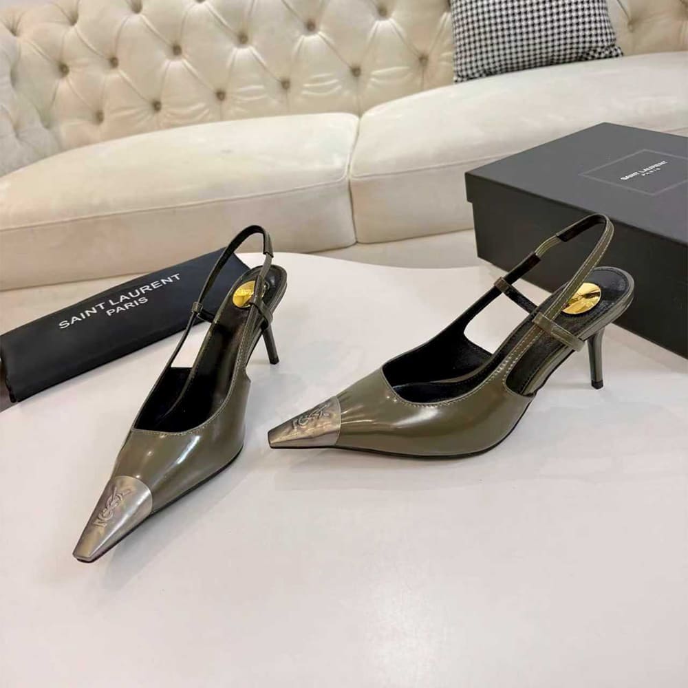 Y51 JEANNE slingback pumps in glazed leather