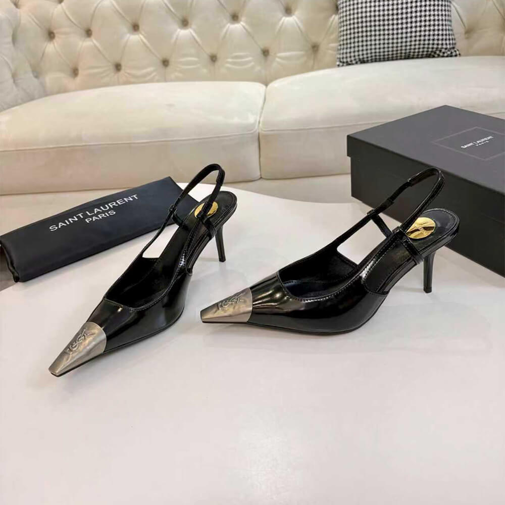 Y51 JEANNE slingback pumps in glazed leather