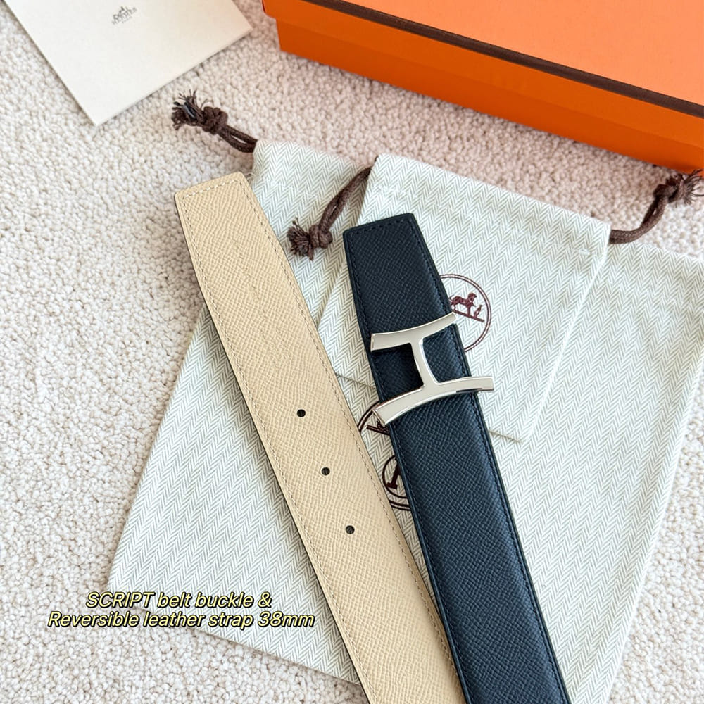 H**me5 Script belt buckle & Reversible leather strap 38 mm