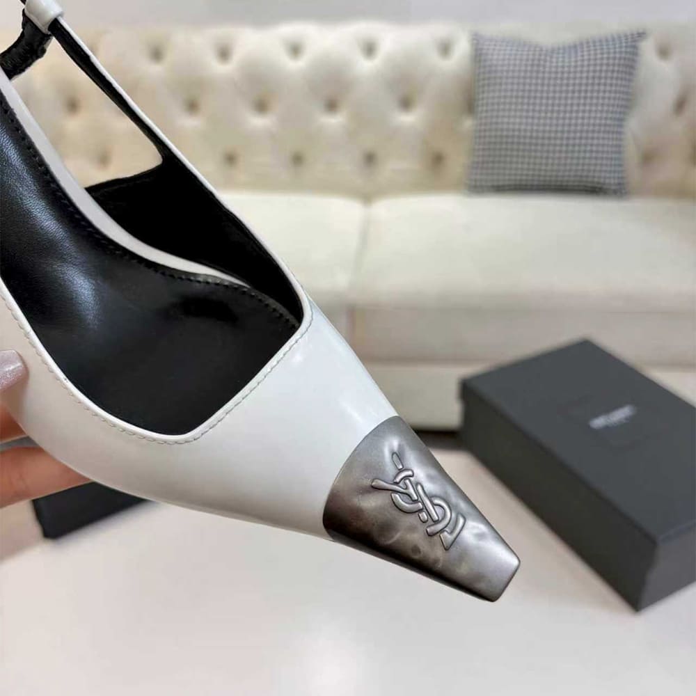 Y51 JEANNE slingback pumps in glazed leather