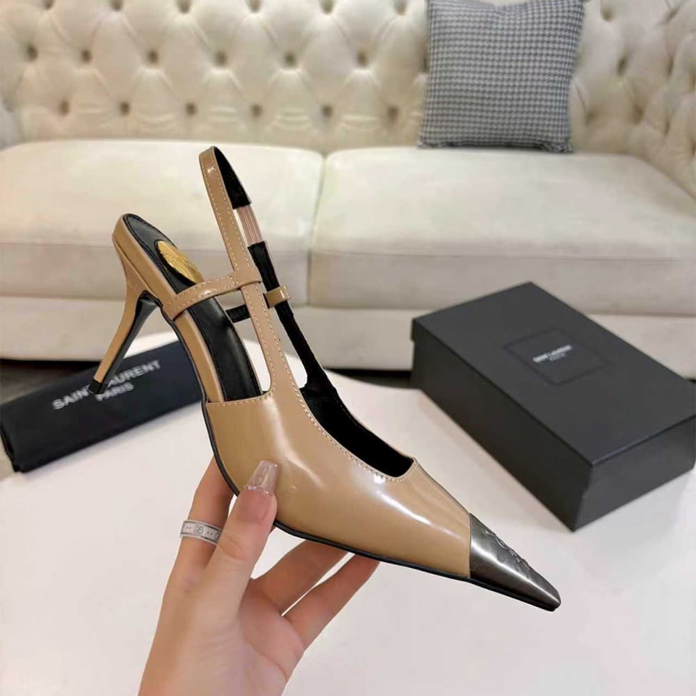Y51 JEANNE slingback pumps in glazed leather