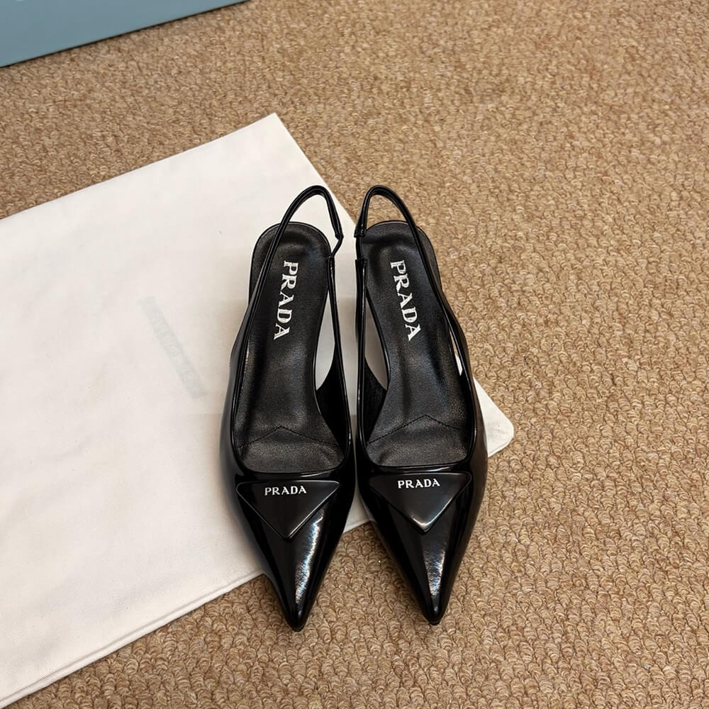 Pra*a Patent leather slingback pumps
