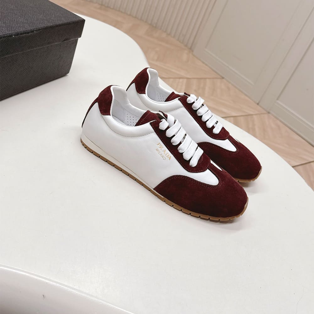 Pra*a Nappa leather and suede sneakers