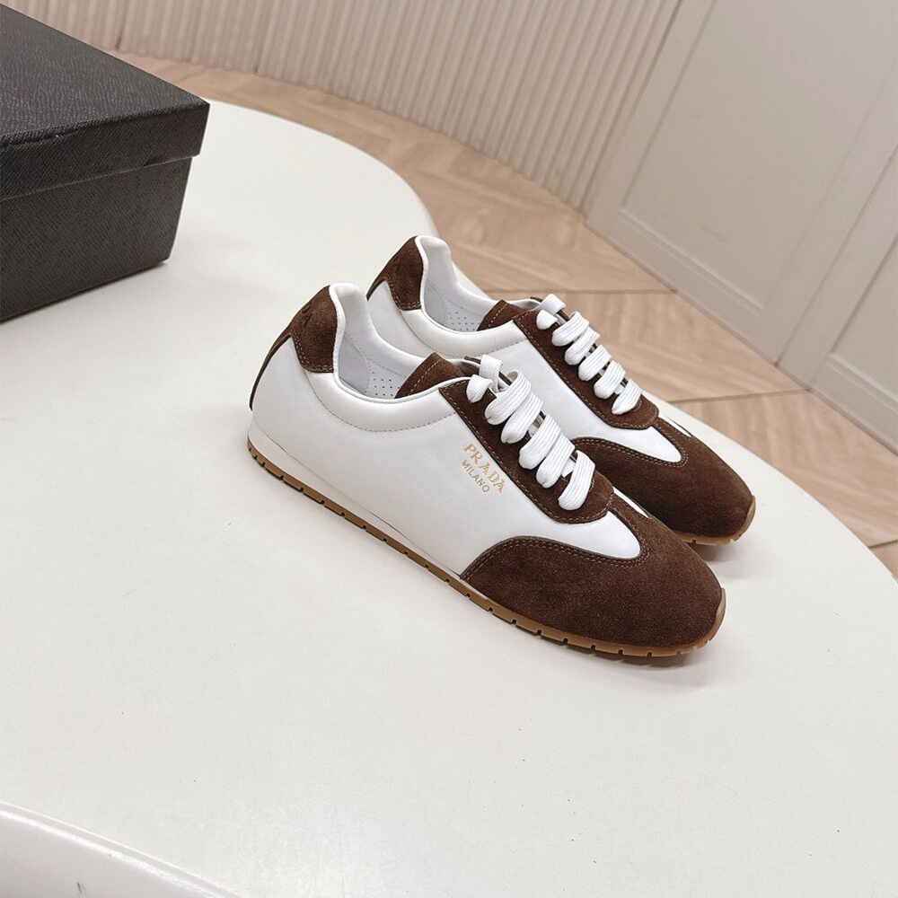 Pra*a Nappa leather and suede sneakers