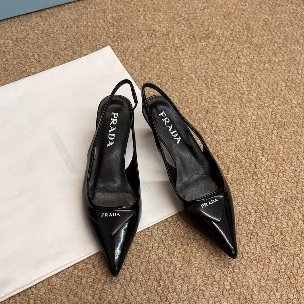 Pra*a Patent leather slingback pumps