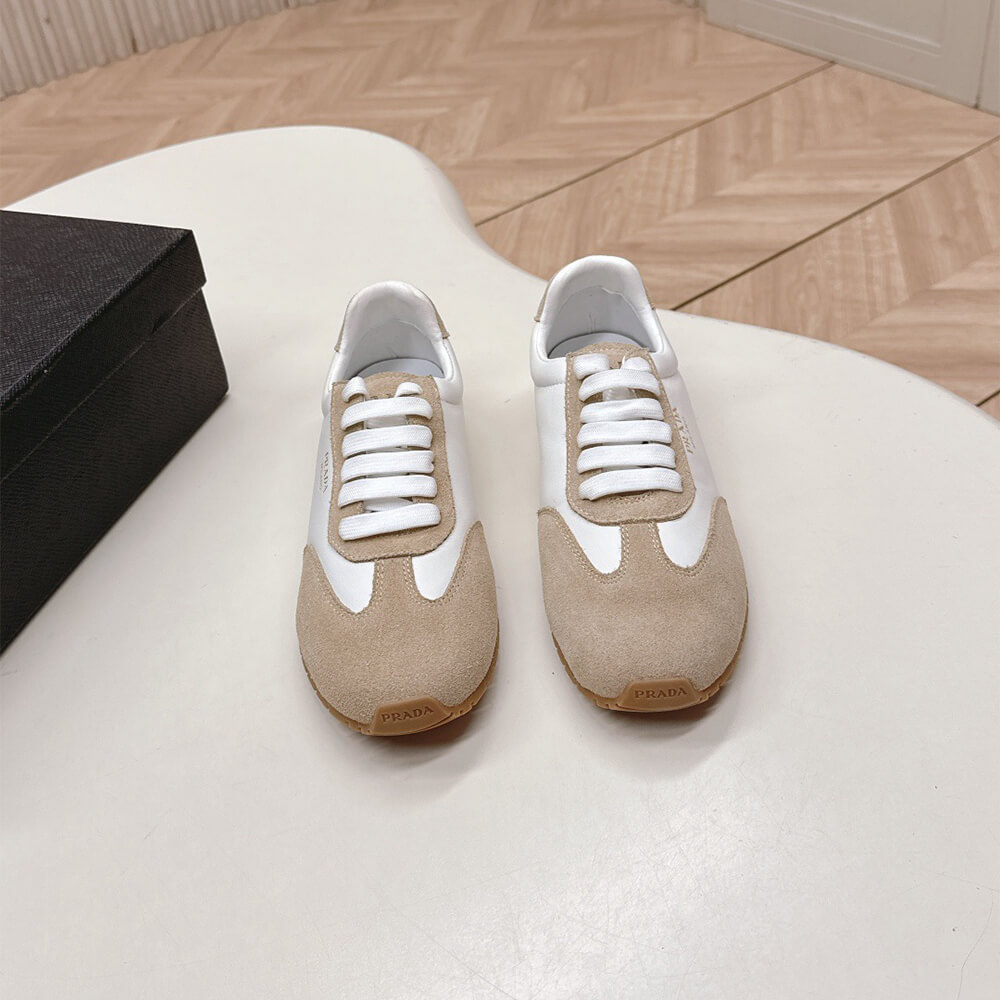 Pra*a Nappa leather and suede sneakers
