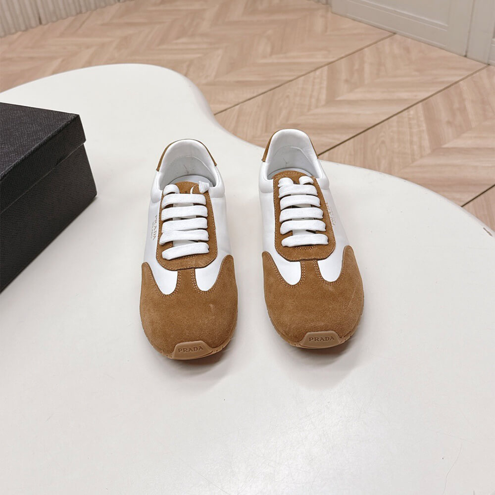 Pra*a Nappa leather and suede sneakers