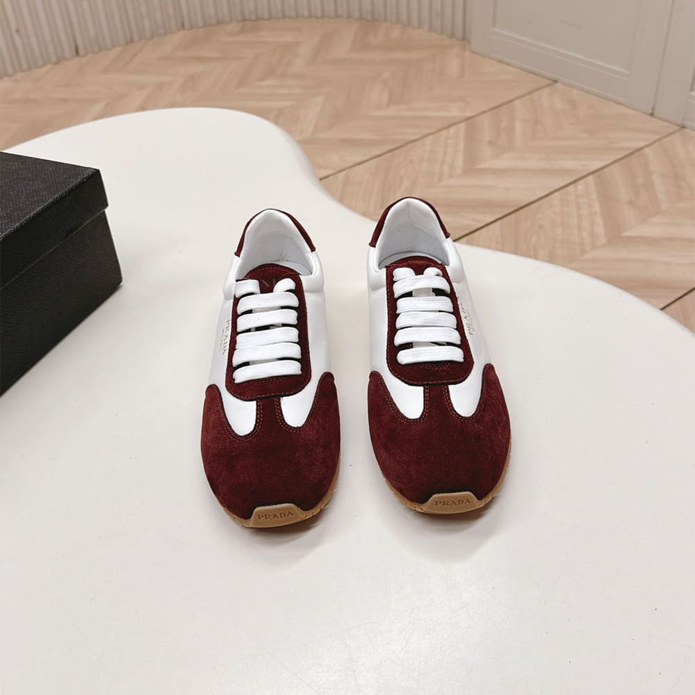 Pra*a Nappa leather and suede sneakers