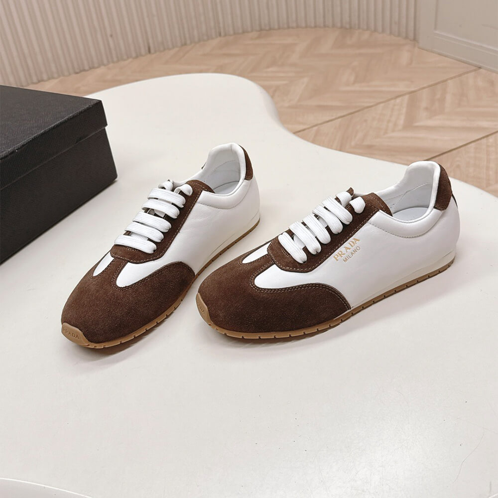 Pra*a Nappa leather and suede sneakers