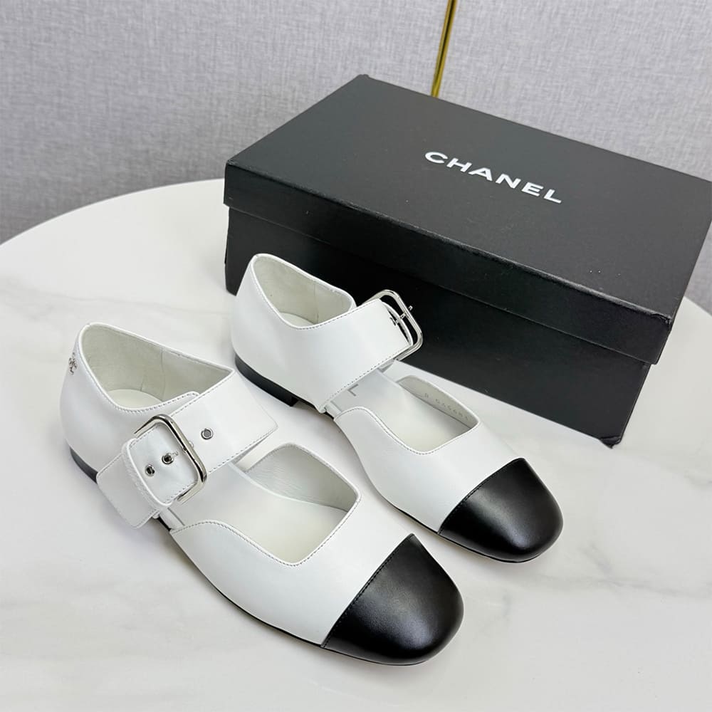 Ch**el Mary Janes in Shiny Lambskin
