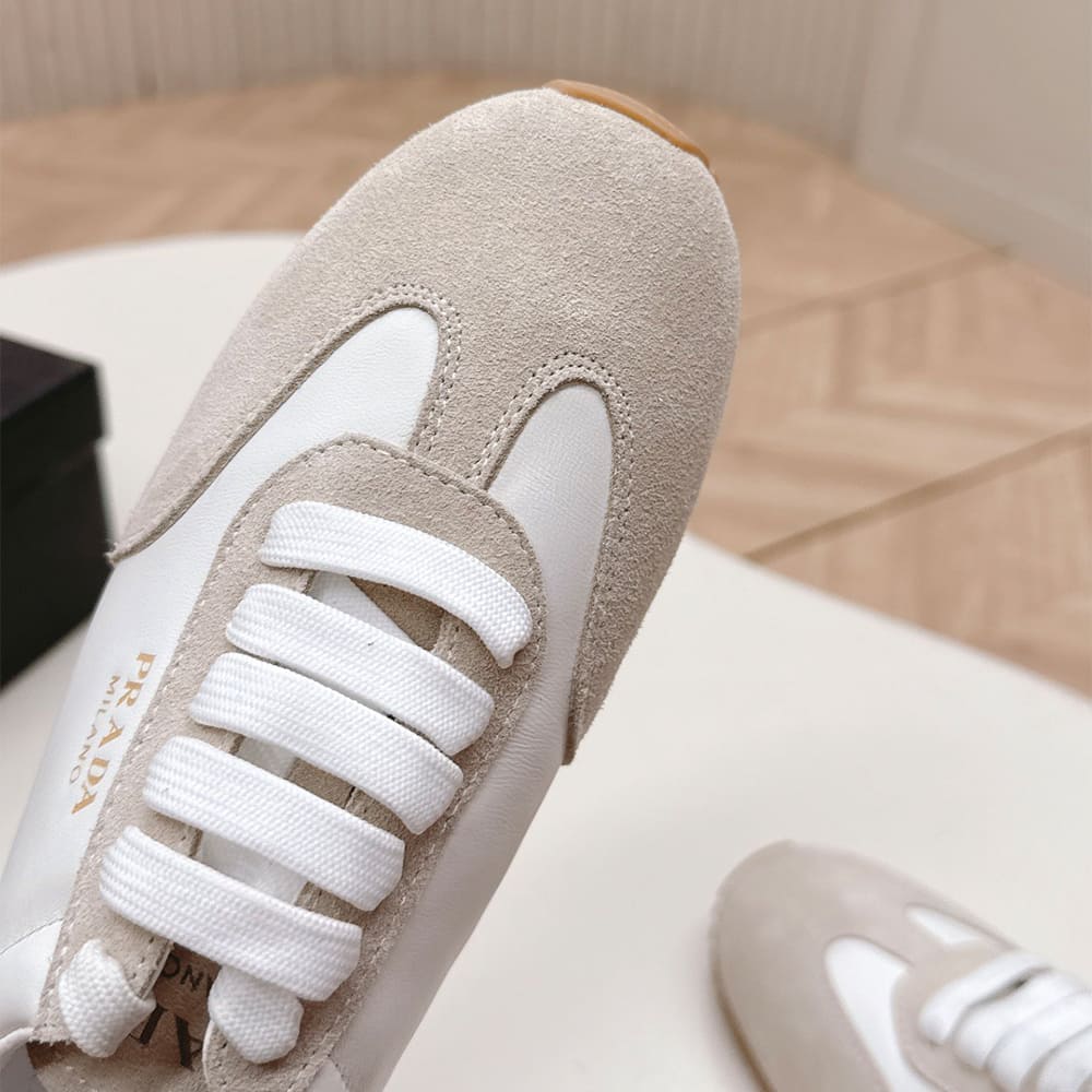 Pra*a Nappa leather and suede sneakers