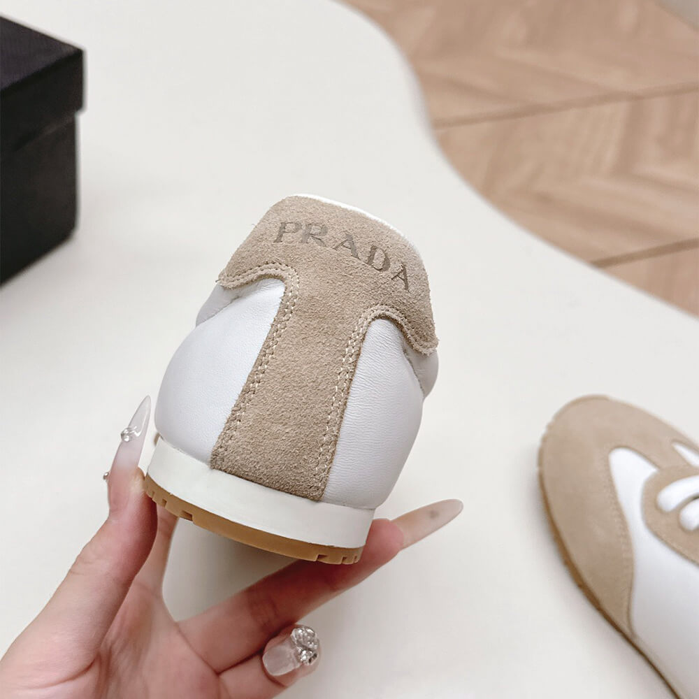 Pra*a Nappa leather and suede sneakers