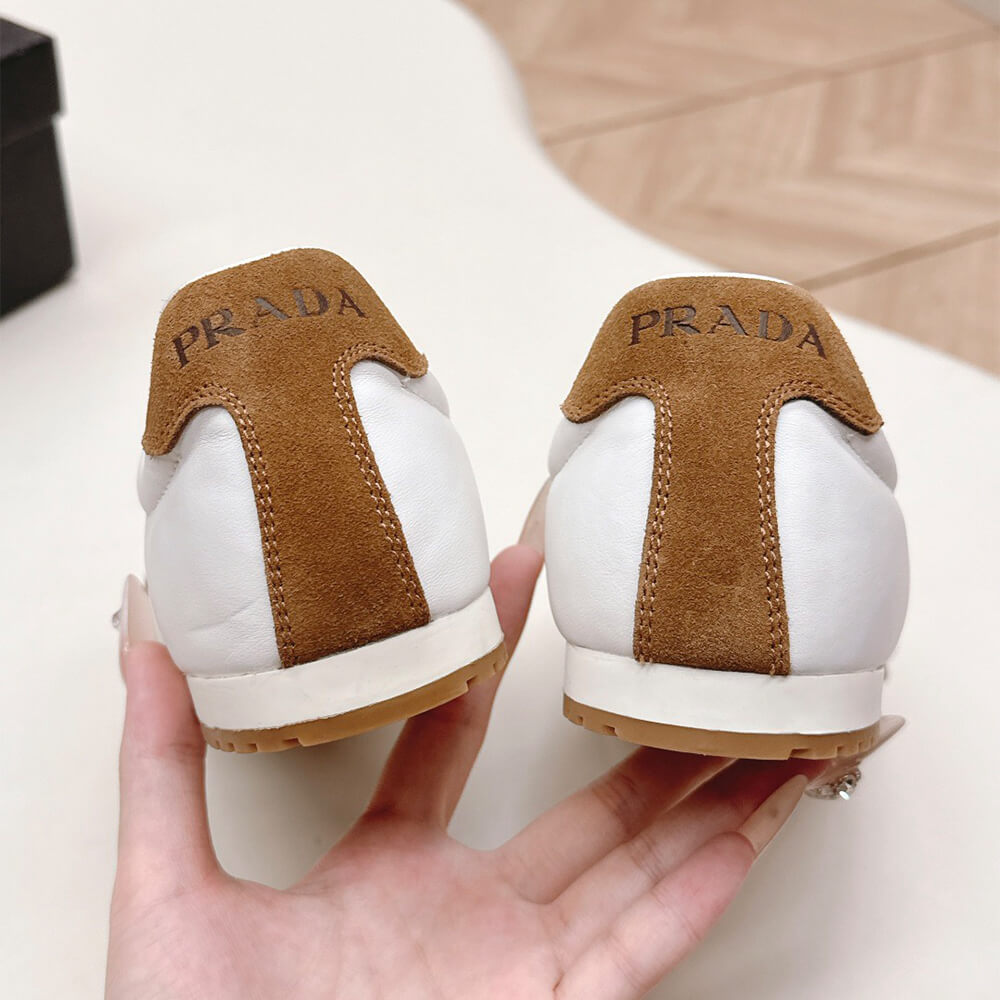 Pra*a Nappa leather and suede sneakers