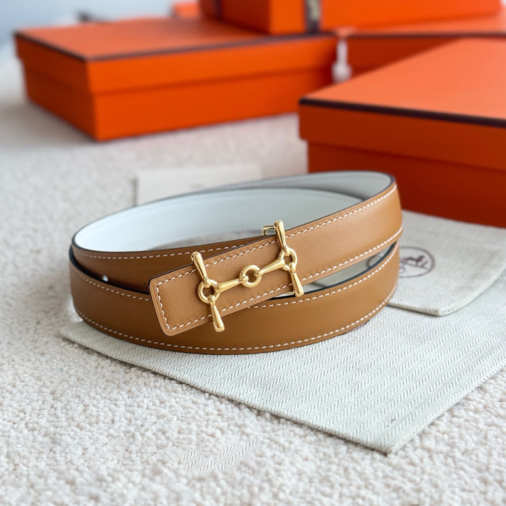 H**me5 H Equestre belt buckle & Reversible leather strap 24 mm