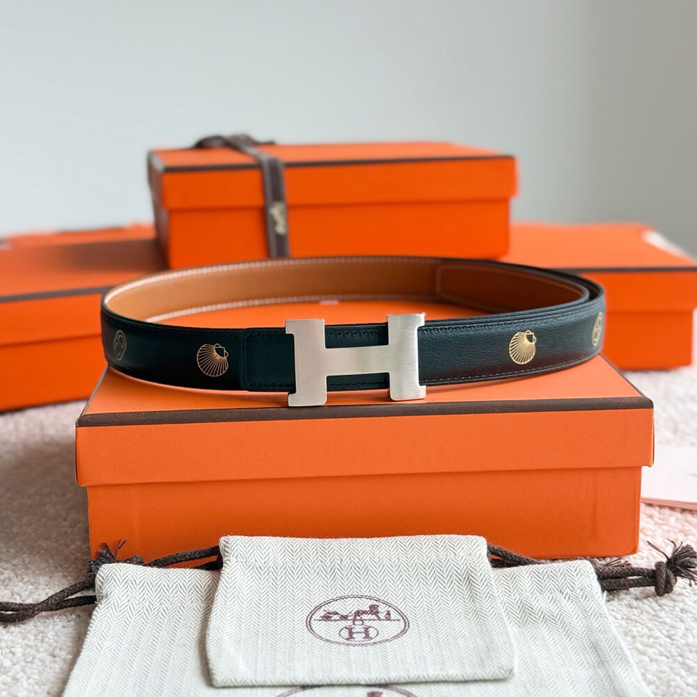 H**me5 Mini H belt buckle & H**me5 sur Mer reversible leather strap 24 mm
