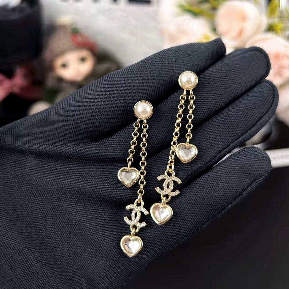 Ch**el Pearl Heart Earrings