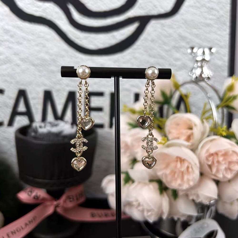 Ch**el Pearl Heart Earrings