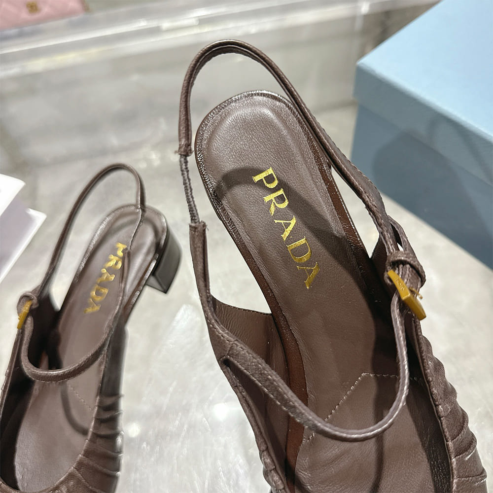 Pra*a Ruched Toe Mary Jane Leather Pumps (EU SIZE 35-41)