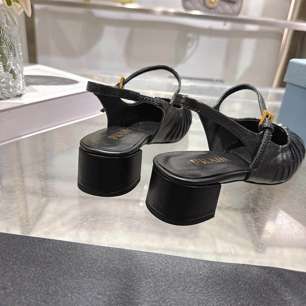 Pra*a Ruched Toe Mary Jane Leather Pumps (EU SIZE 35-41)