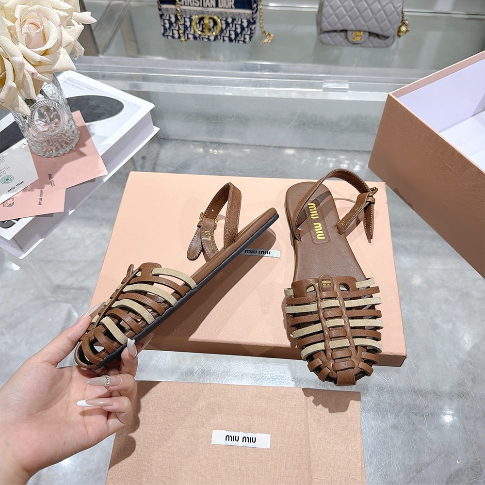 M1um1u Nappa and suede leather sandals (EU SIZE 35-40)