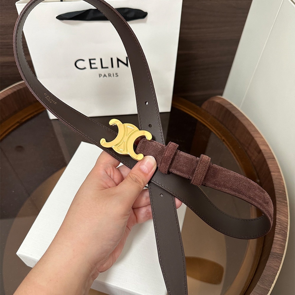 Ce1i*e Triomphe Grained Matte Calfskin Belt 25 MM