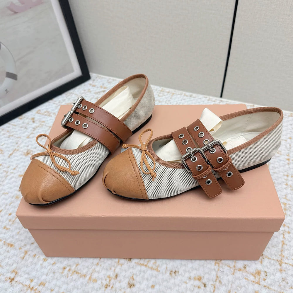 M1um1u Canvas and leather ballerinas (EU SIZE 35-40)