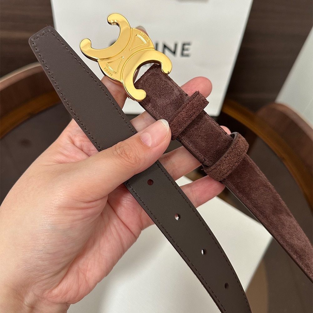 Ce1i*e Triomphe Grained Matte Calfskin Belt 25 MM