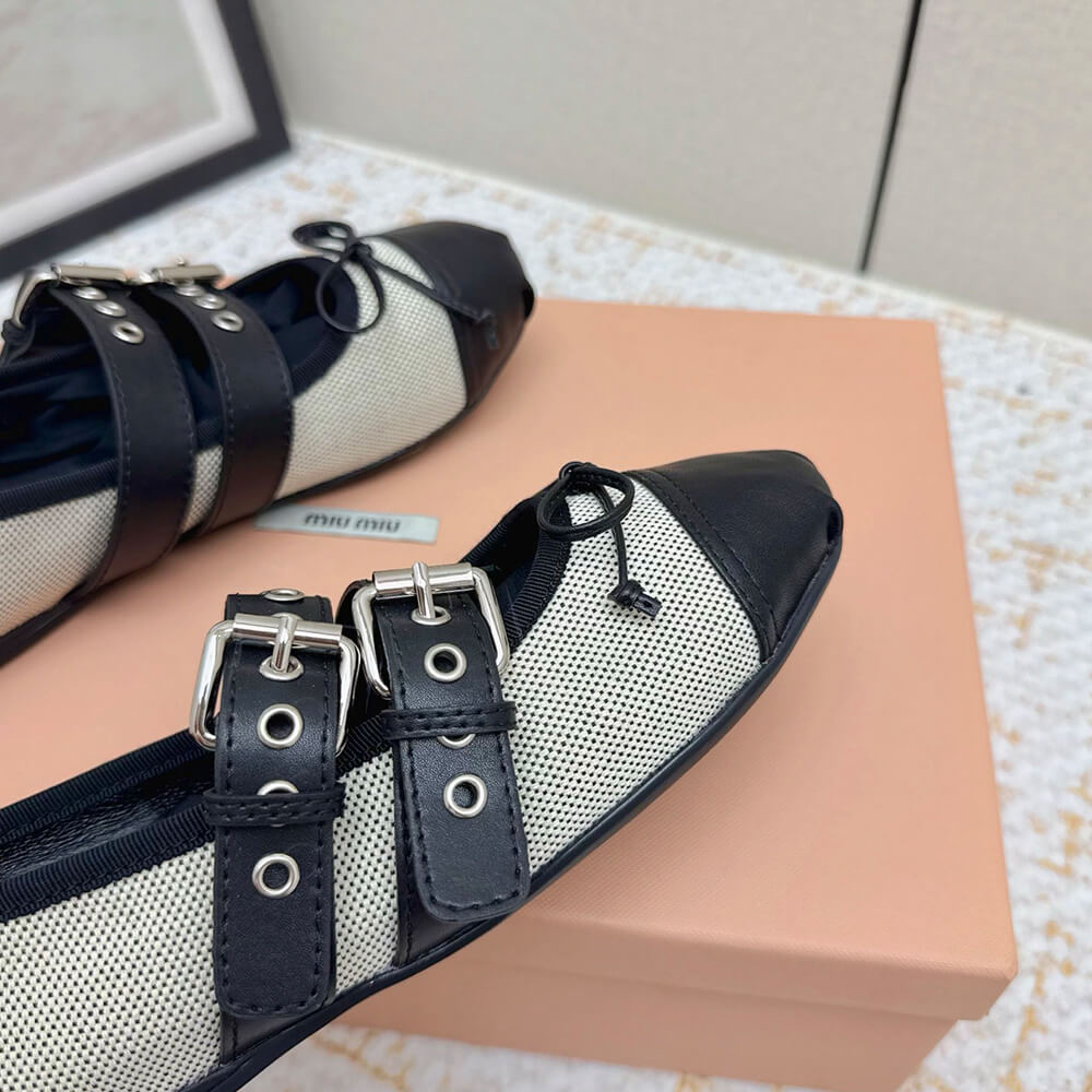 M1um1u Canvas and leather ballerinas (EU SIZE 35-40)
