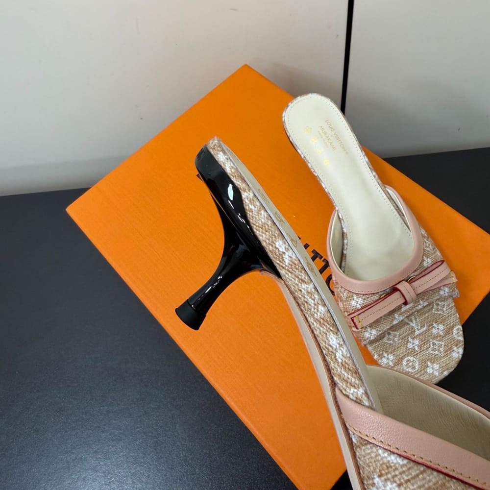 LV x TM Monogram Pink Beige Heeled Mules (EU SIZE 35-42)