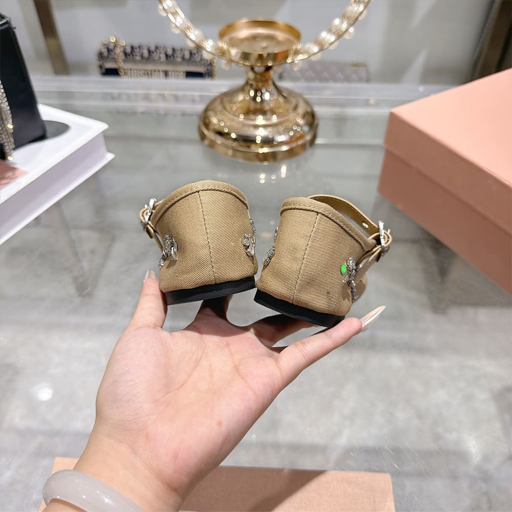 M1um1u Embroidered drill ballerinas (EU SIZE 35-41)