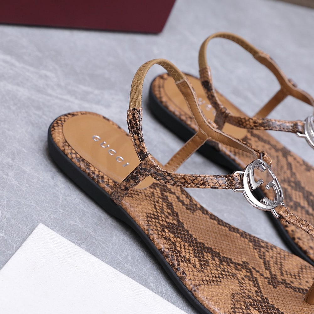 Gvc*1 Women’s python thong sandal with Interlocking G(EU SIZE 35-42)